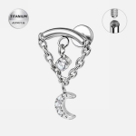 Piercing din Titan ASTM F136, Titan Moon Chains pentru Rook, Daith si Snug, argintiu