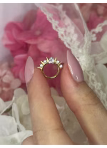 Piercing Inel Hinged Titan ASTM F136 Auriu–cu Inima si Pietre Clear – 1.2 × 8 mm - imagine 2