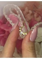 Piercing Inel Hinged Titan ASTM F136 Auriu–cu Inima si Pietre Clear – 1.2 × 8 mm - imagine 11