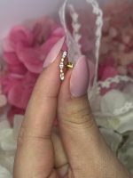 Piercing labret din Titan ASTM F136, auriu cu cristale marquise și detalii strălucitoare - imagine 2