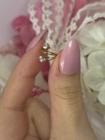 Piercing dublu tip inel din Titan ASTM F136 placat auriu, cu inimioare zirconia – clicker, design modern & romantic - imagine 2