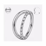 Piercing inel argintiu din titan cu bilute decorative – 1.2 × 8 mm