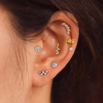 Piercing labret argintiu din titan cu floare din cristale marquise– 1.2 × 8 mm - imagine 4