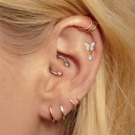 Piercing labret argintiu din titan cu floare din cristale marquise– 1.2 × 8 mm - imagine 3