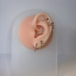 Piercing labret argintiu din titan cu stele si cristale colorate– 1.2 × 8 mm - imagine 7