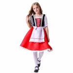 Costum carnaval fete Scufita Rosie , rochie rosie cu pelerina si gluga - imagine 3