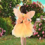 Costum serbare fete, Zana Vara, rochie cu fusta din tulle galben, bentita cu floarea-soarelui - imagine 5