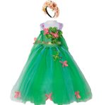 Costum serbare fete Zana Primavara, rochie lunga si bentita cu flori