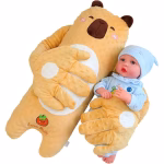 Perna multifunctionala pentru bebelusi, pentru un somn linistit, anticolici, pentru dezvoltarea independentei, pentru acasa si calatorii, 3 luni-2 ani, Ursulet maro deschis