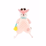 Perna-jucarie din bumbac pentru bebelusi, Caprioara, senzoriala, roz, 30x40cm