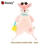 Perna-jucarie din bumbac pentru bebelusi, Caprioara, senzoriala, roz, 30x40cm - imagine 2