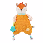 Perna-jucărie de pluș pentru bebeluși Vulpita, senzorială, jucărie de dentitie, portocalie, 30x45cm