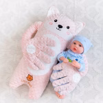 Perna multifunctionala pentru bebelusi, pentru un somn linistit, anticolici, pentru dezvoltarea independentei, pentru acasa si calatorii, 3 luni-2 ani, Pisica roz cu frunza - imagine 2