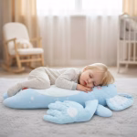 Perna multifunctionala pentru bebelusi, pentru un somn linistit, anticolici, pentru dezvoltarea independentei, pentru acasa si calatorii, 3 luni-2 ani, Dinozaur verde cu galben - imagine 6