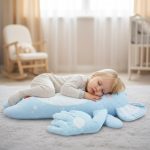 Perna multifunctionala pentru bebelusi, pentru un somn linistit, anticolici, pentru dezvoltarea independentei, pentru acasa si calatorii, 3 luni-2 ani, Pisica roz cu frunza - imagine 4