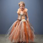 Rochie serbare fete Zana Toamna cu fundita, multicolor, din tulle - imagine 4