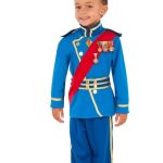 Costum carnaval baieti Print Cenusareasa, albastru cu coroana