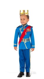 Costum carnaval baieti Print Cenusareasa, albastru cu coroana