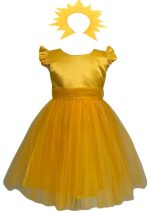 Costum serbare fete Soare, rochie si bentita cu raze