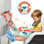 Centru de joaca Interactiv pentru Scaun Auto, Carucior, Patut– Volan colorat cu Sunete, Oglinda si Activitati pentru Bebelusi - imagine 2