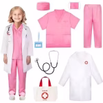 Costum Doctorita Fetite – Set Medical cu Halat, Stetoscop si Accesorii