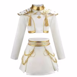 Costum K-Pop Zoey, StarLight Queen™ – Outfit Scenic Alb & Auriu