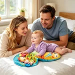 Perna de Sprijin pentru Tummy Time cu Vulpita Muzicala si Elemente Interactive, Centru de Joaca si Dezvoltare pentru Bebelusi - imagine 4