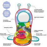 Centru de joaca Interactiv pentru Scaun Auto, Carucior, Patut– Volan colorat cu Sunete, Oglinda si Activitati pentru Bebelusi - imagine 5