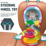 Centru de joaca Interactiv pentru Scaun Auto, Carucior, Patut– Volan colorat cu Sunete, Oglinda si Activitati pentru Bebelusi - imagine 4