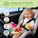 Carte senzoriala educativa Montessori „Mr. Dino Goes Home” – Busy Book interactiva pentru copii, cu activitati motrice, personaje detasabile si jocuri educative - imagine 10