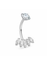 Piercing pentru buric din Titan ASTM F136, argintiu, cu cristale zirconia, model coroana eleganta– 1.6 × 10 mm - imagine 4