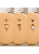 Piercing pentru buric din Titan ASTM F136, auriu, cu cristale zirconia, model coroana eleganta– 1.6 × 10 mm - imagine 9