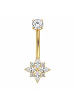 Piercing pentru buric din Titan ASTM F136, auriu, cu cristale zirconia, model floare stelara– 1.6 × 10 mm - imagine 11