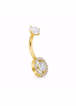 Piercing pentru buric din Titan ASTM F136, auriu cu cristale zirconia, model cerc stralucitor elegant – 1.6 × 10 mm - imagine 3