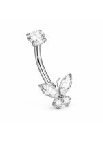 Piercing pentru buric din Titan ASTM F136, argintiu, cu cristale zirconia, model fluturas elegant– 1.6 × 10 mm - imagine 5