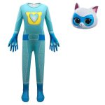 Costum SuperKitties Sparks pentru Copii, Turcoaz, Salopeta cu Masca de Pisicuta - imagine 4