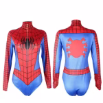 Costum Femei Supereroina Paianjen, Body Rosu-Albastru cu Maneci Lungi si Inchidere cu Fermoar