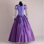 Rochie Rapunzel pentru Femei – Costum de Printesa Mov cu Maneci Transparente si Fusta Lunga - imagine 2