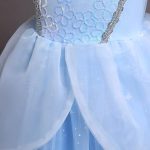 Rochie Cenusareasa pentru Fetite, Costum Printesa Disney, Albastru cu Sclipici si Maneci Bufante - imagine 3