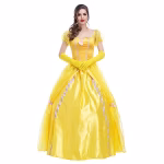 Rochie Belle pentru Femei – Costum de Printesa Galben cu Manusi Elegante - imagine 3