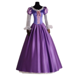 Rochie Rapunzel pentru Femei – Costum de Printesa Mov cu Maneci Transparente si Fusta Lunga