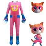 Costum SuperKitties Bitsy pentru Copii, Roz si Albastru, Salopeta cu Masca de Pisicuta