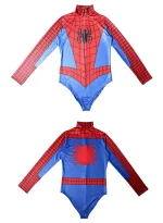 Costum Femei Supereroina Paianjen, Body Rosu-Albastru cu Maneci Lungi si Inchidere cu Fermoar - imagine 3