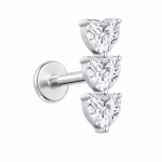 Piercing din Titan ASTM F136 cu Trei Inimi din Zirconiu, Argintiu– 1, 2 x 8 mm