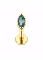 Piercing din Titan ASTM F136 Auriu cu Zirconiu Verde Marquise, Auriu– 1, 2 x 8 mm - imagine 3