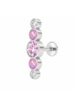 Piercing din Titan ASTM F136 cu Zirconii Roz si Transparente, Argintiu– 1, 2 x 8 mm - imagine 12