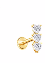 Piercing din Titan ASTM F136 cu Trei Inimi din Zirconiu, Auriu– 1, 2 x 8 mm - imagine 2