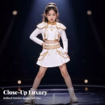 Set Costum si peruca K-Pop Zoey, StarLight Queen™ – White & Gold Stage Edition - imagine 6
