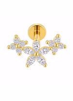 Piercing din Titan ASTM F136 cu Design Floral si Zirconii, Auriu– 1, 2 x 8 mm - imagine 8
