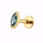 Piercing din Titan ASTM F136 Auriu cu Zirconiu Verde Marquise, Auriu– 1, 2 x 8 mm